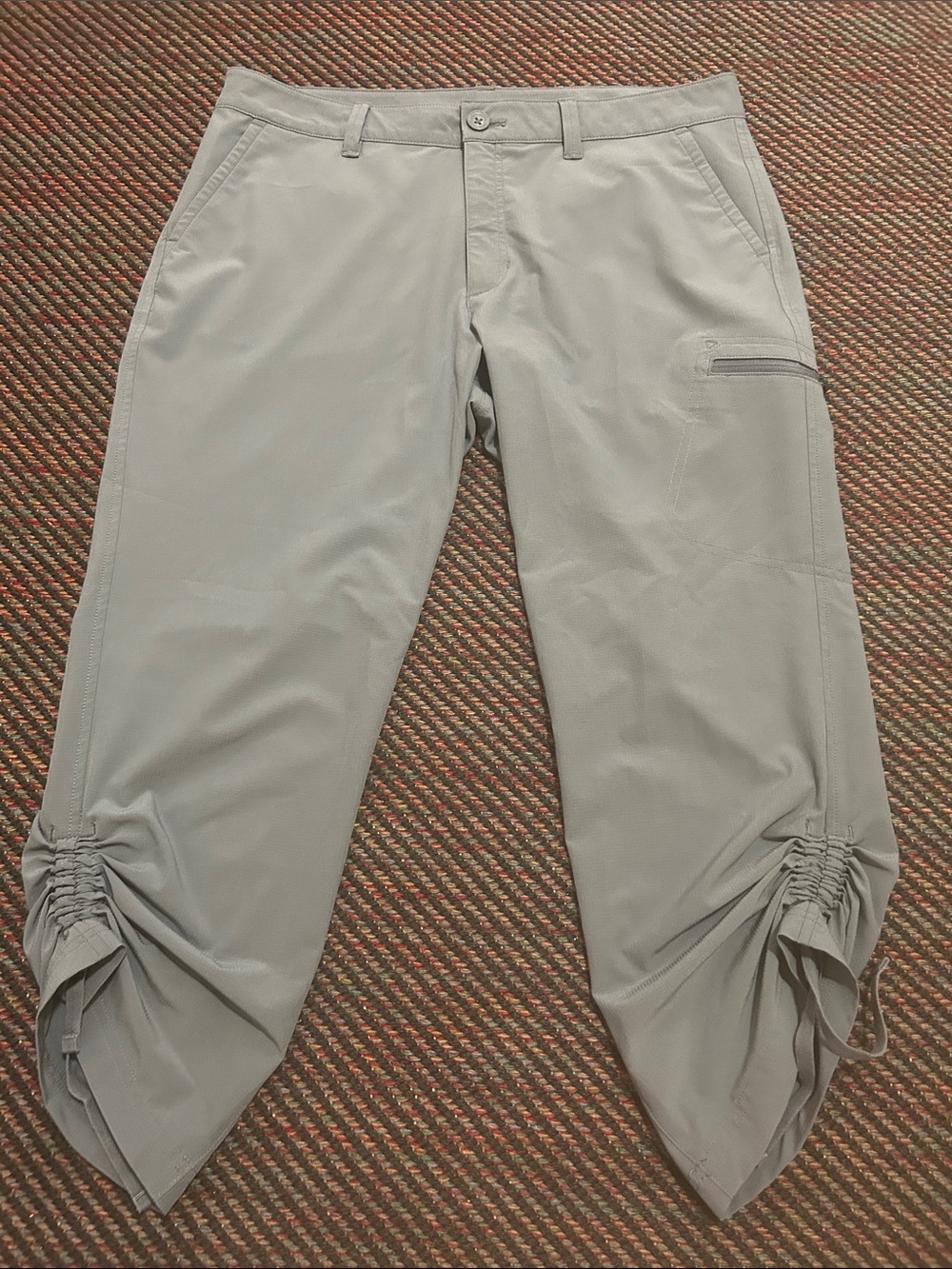 Eddie Bauer Blue Gray Horizon Ruched 3/4 Hiking Capri Pants Size 10